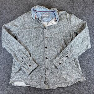 Eighth Avenue Shirt Mens Medium Gray Marled Cotton Pocket Long Sleeve Button Up
